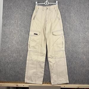 BDG Urban Outfitters Cream Denim Cargo Jeans Size 24 31.5” Elastic Waist EUC 467